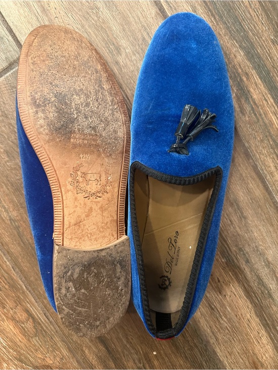 Del Toro Royal Blue Velvet Tassel Slip-Ons